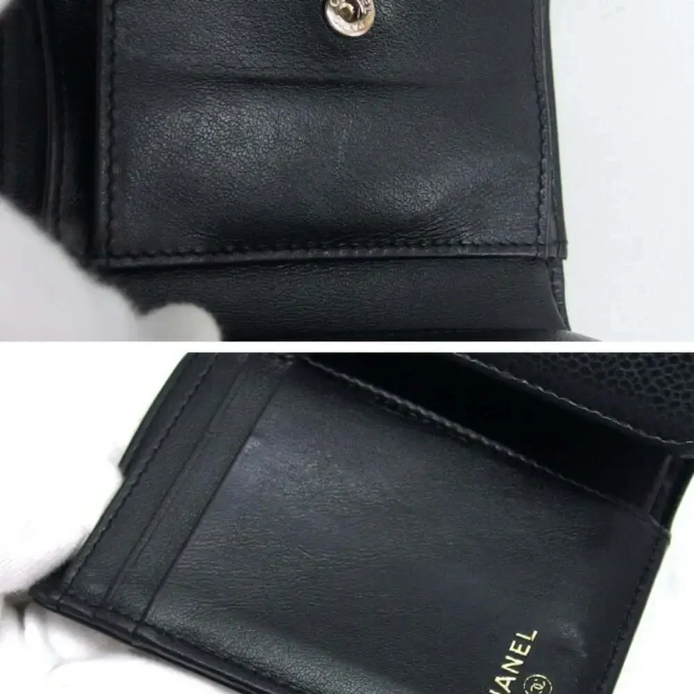 CHANEL Authentic Black Caviar Leather Wallet